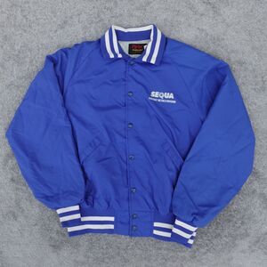 Vintage Pla-Jac by DUNBROOKE Jacket Mens Large Blue Snap Button Varsity Bomber